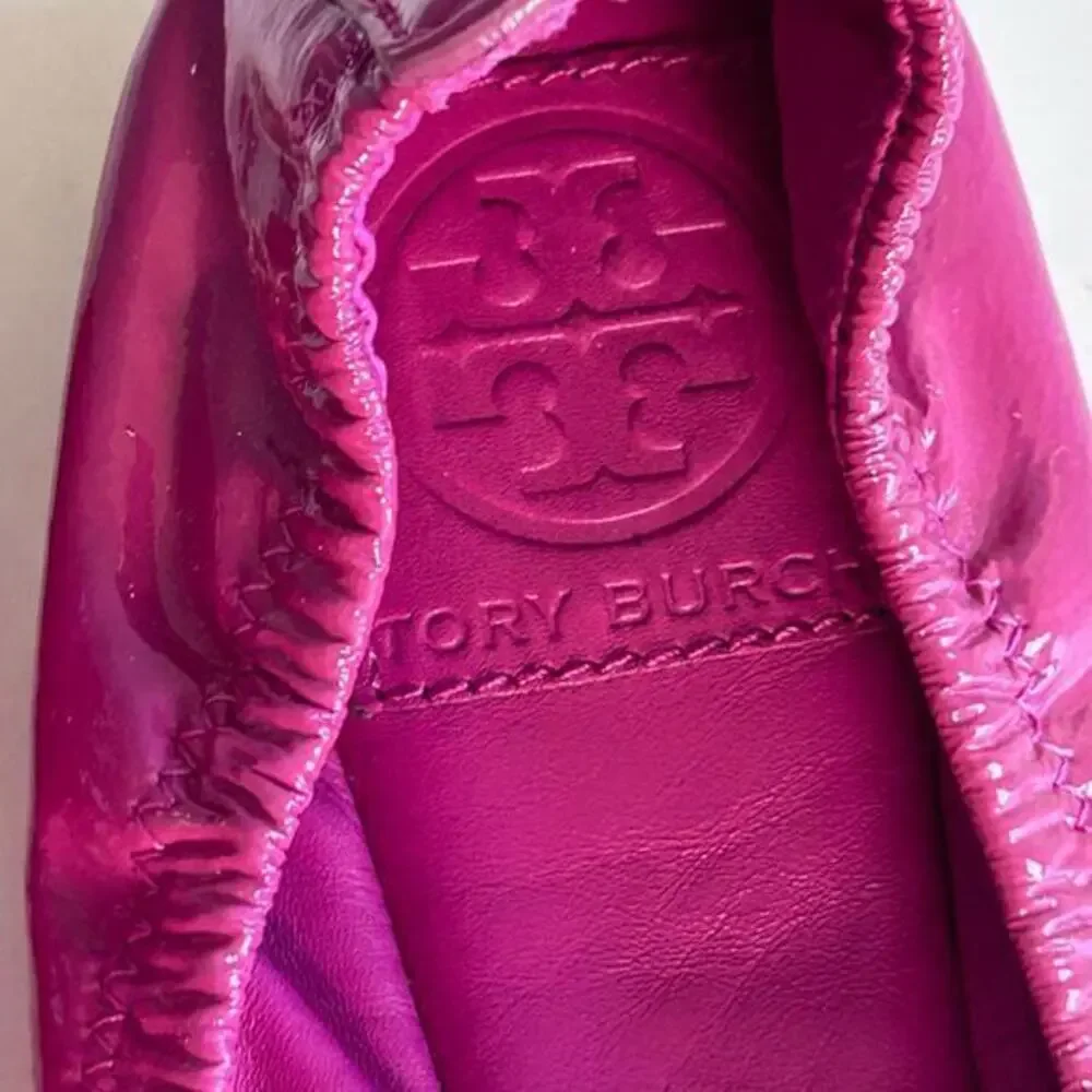 Tory Burch ballet flats size 7 pink Mini Packable patent leather lightweight‎